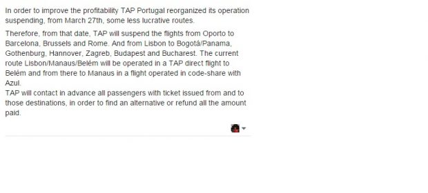 TAP Portugal Plecare