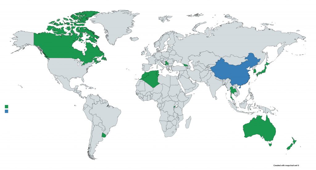 Harta lumii zona verzi actualizare iulie