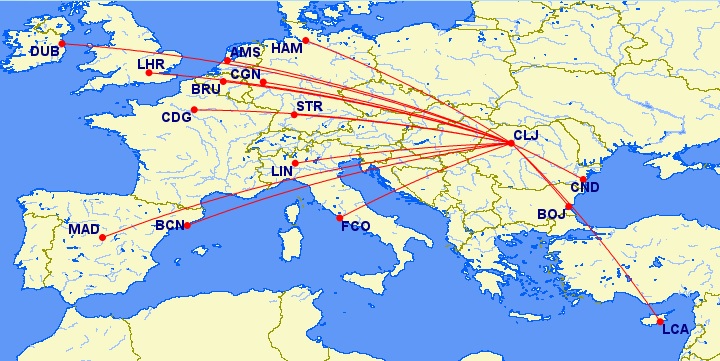 Retea Blue Air - Cluj-Napoca