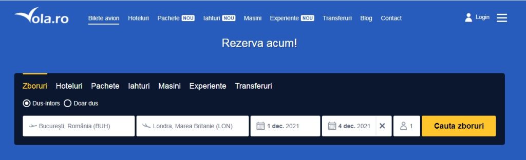 Vola.ro landing page