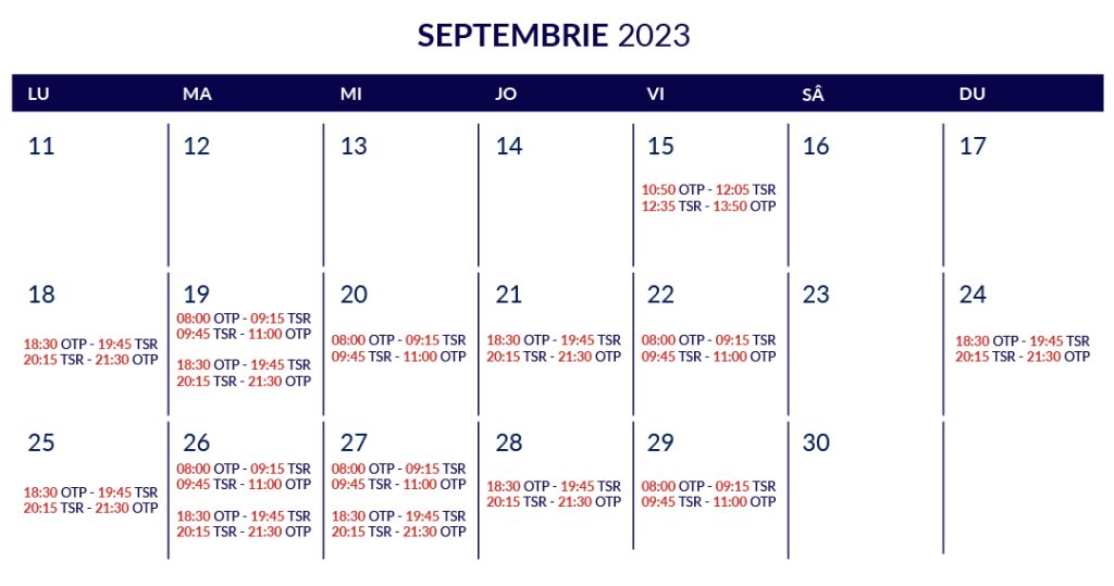 Calendar Bucuresti Timisoara